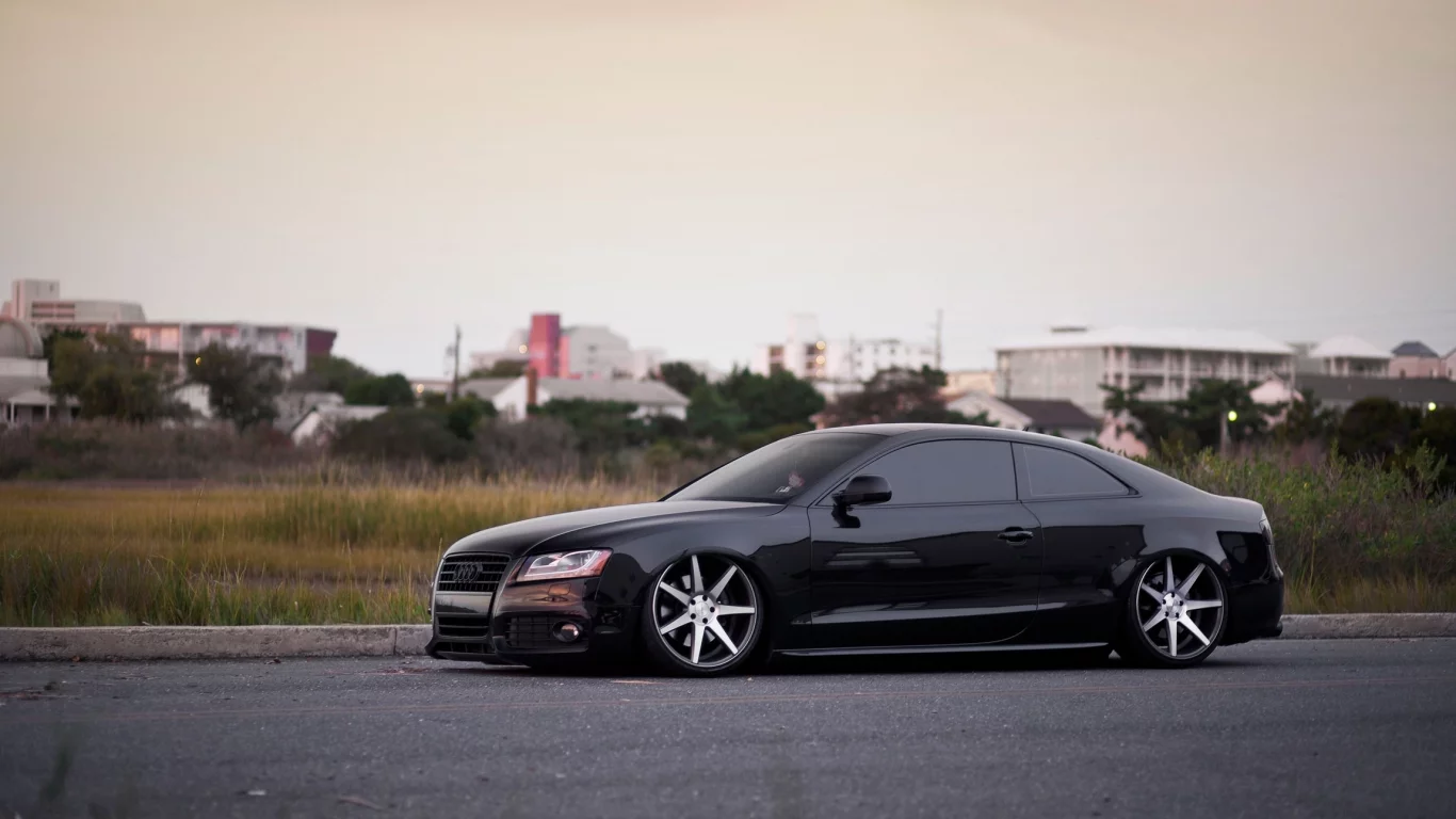 audi a5, vossen, ауди, черная, заниженная, s5, диски