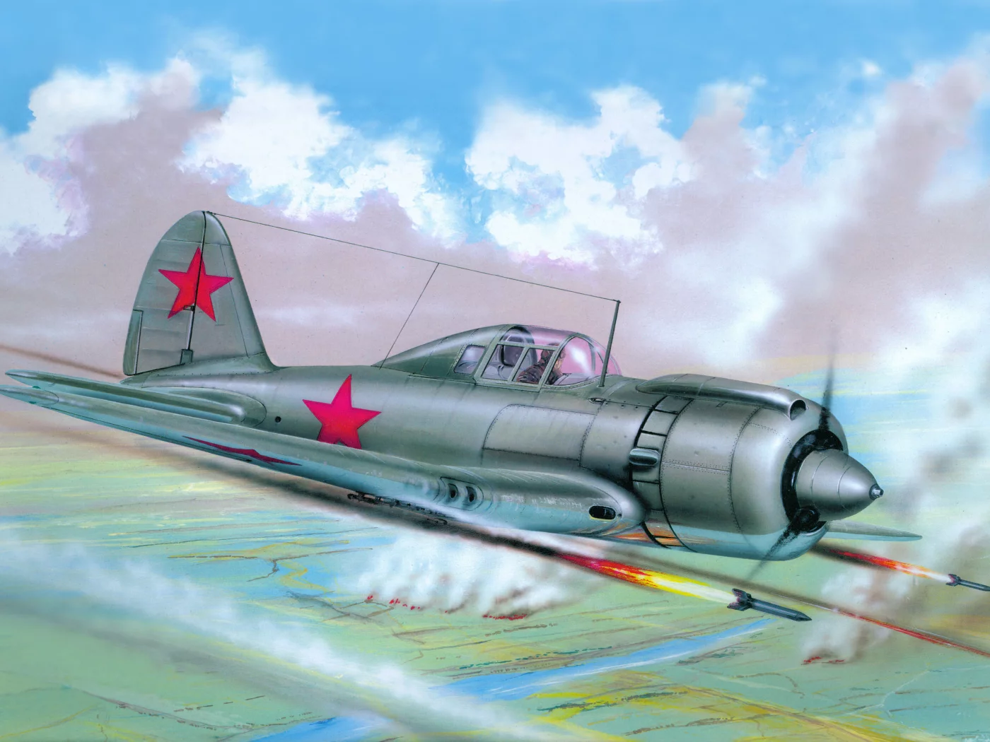 арт, су-6а, одноместный, небо, самолёт, штурмовик