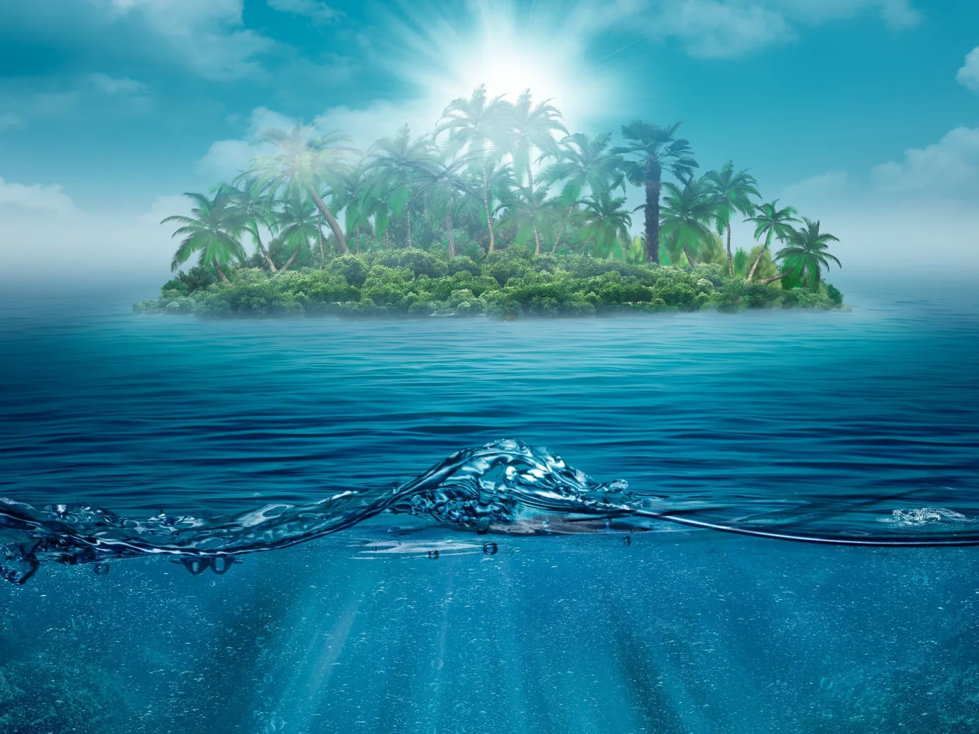 sea, nature, island , trees, lonely, water, landscape, palms, один, alone, beautiful, ocean