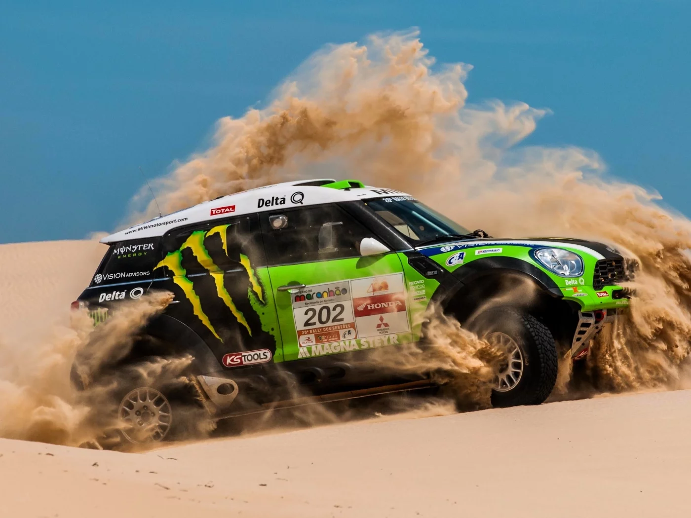 mini cooper, зеленый, пустыня, x-raid, мини купер, dakar, mini, rally