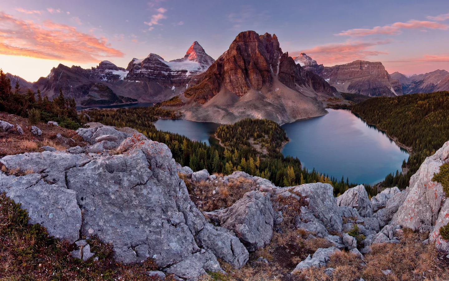 sunburst peak, горы, камни, альпы, лес, озера, mt assiniboine park, небо