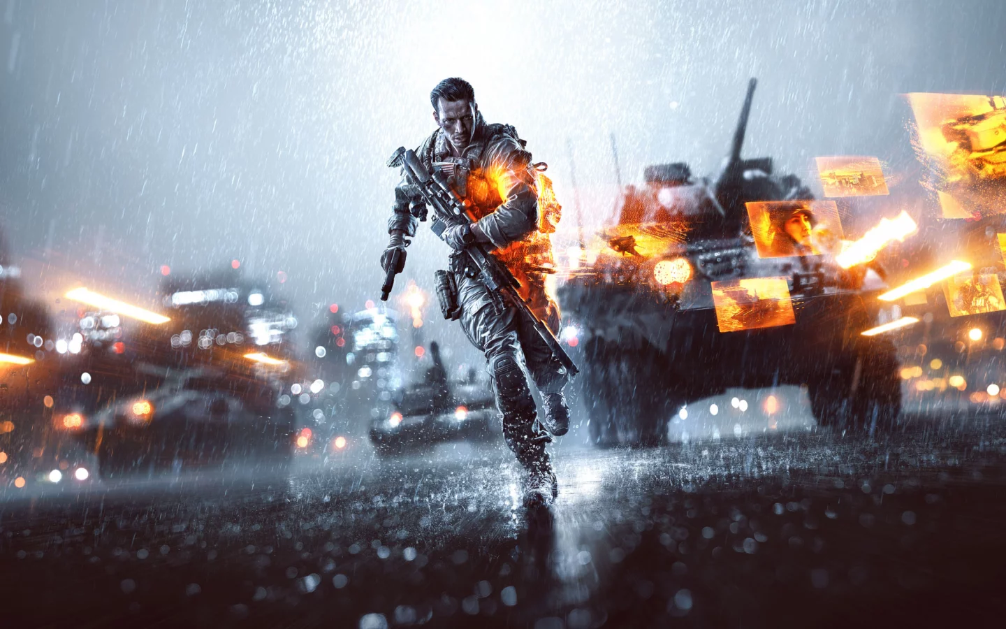 снайперская винтовка, bf4, оружие, солдат, бег, battlefield 4