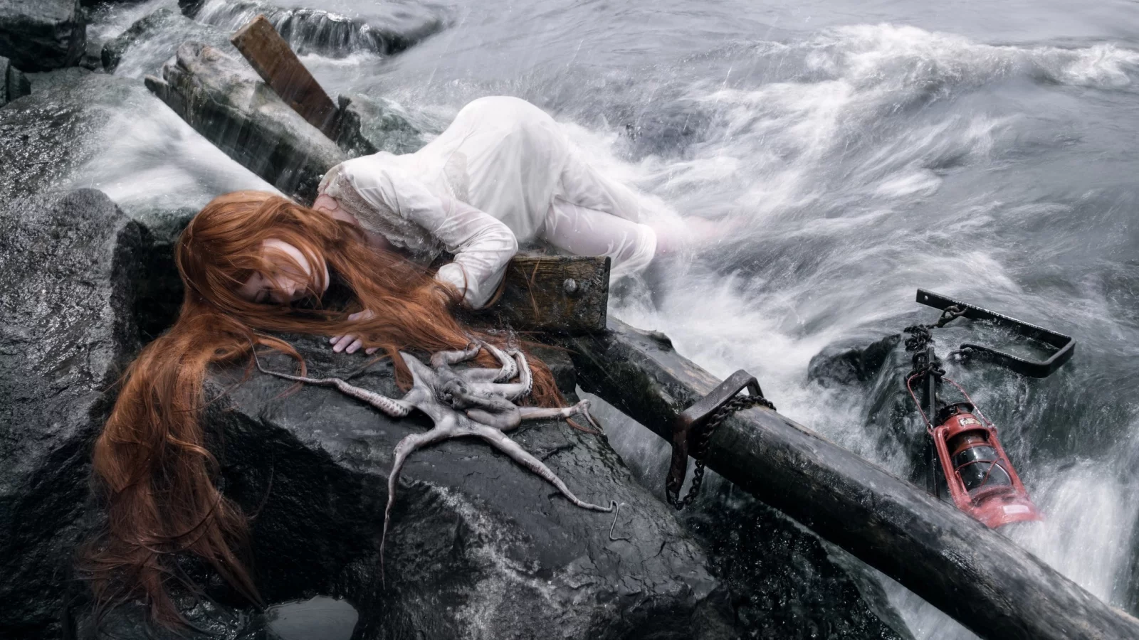 castaway, shipwrecked, conceptual, octopus