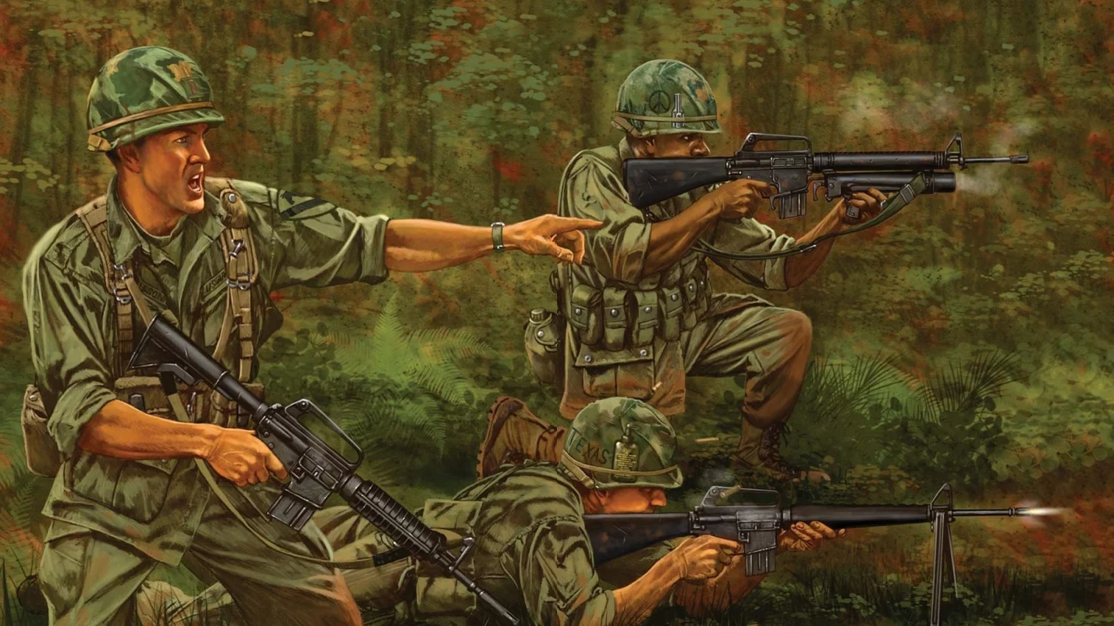 джунгли, арт, солдаты, винтовка, м-16, вьетнам