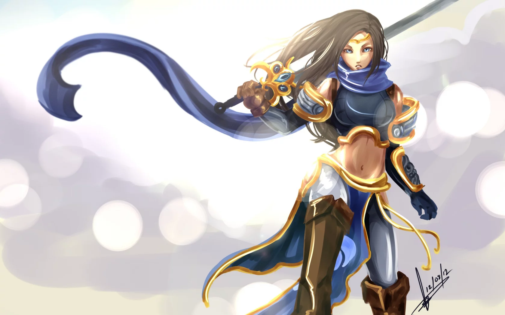 league of legends, garena, девушка, lol, фанарт, меч, доспехи