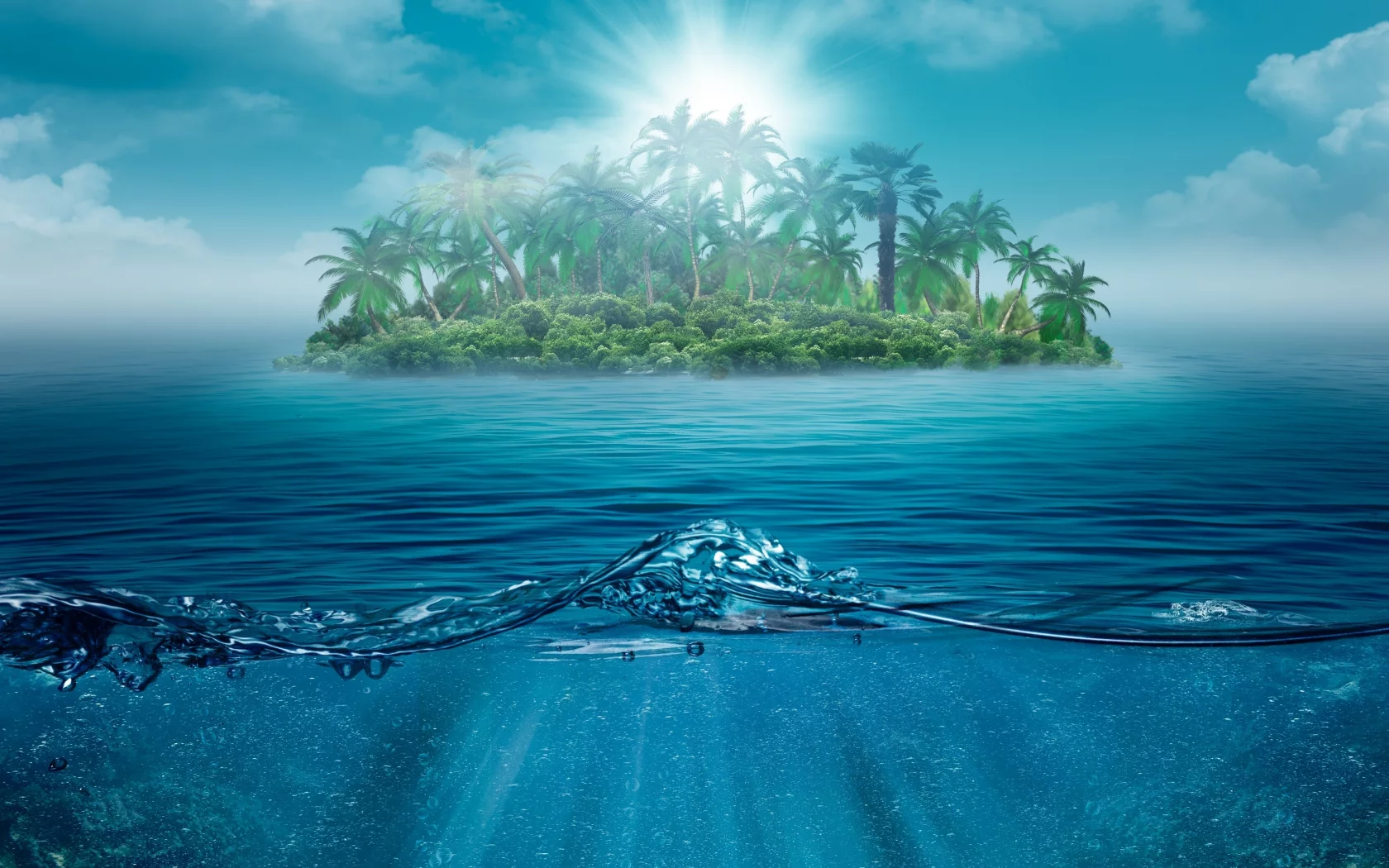 sea, nature, island , trees, lonely, water, landscape, palms, один, alone, beautiful, ocean