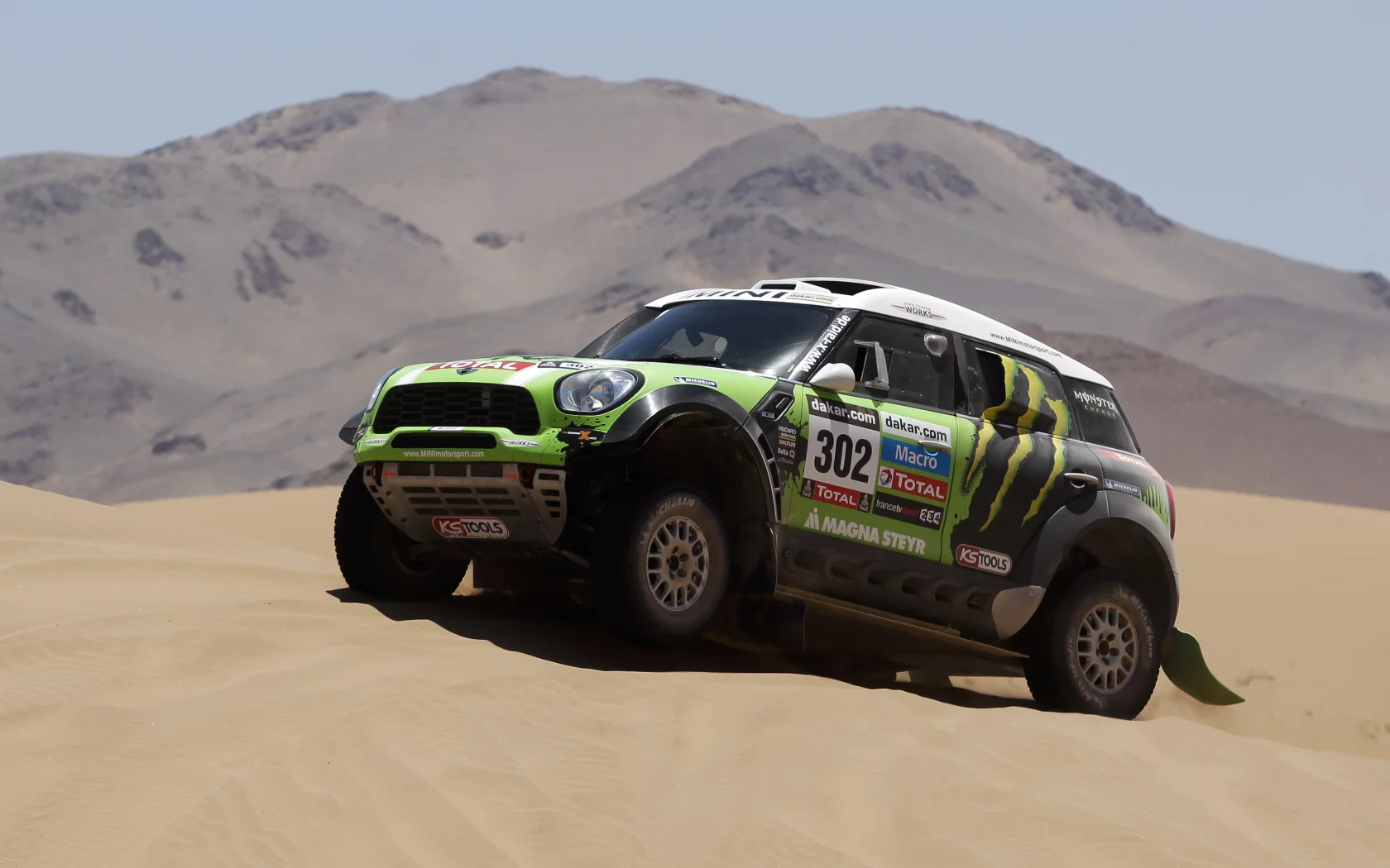 мини купер, mini, песок, mini cooper, dakar, гонка, rally, зеленый
