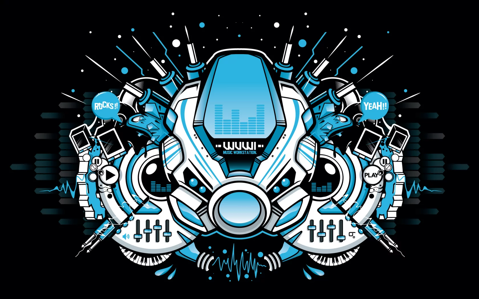 music, by subjektzero, work, station, vector, вектор, черный фон