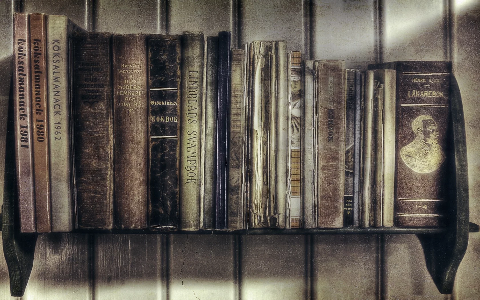 стена, полка, обработка, книги, доски