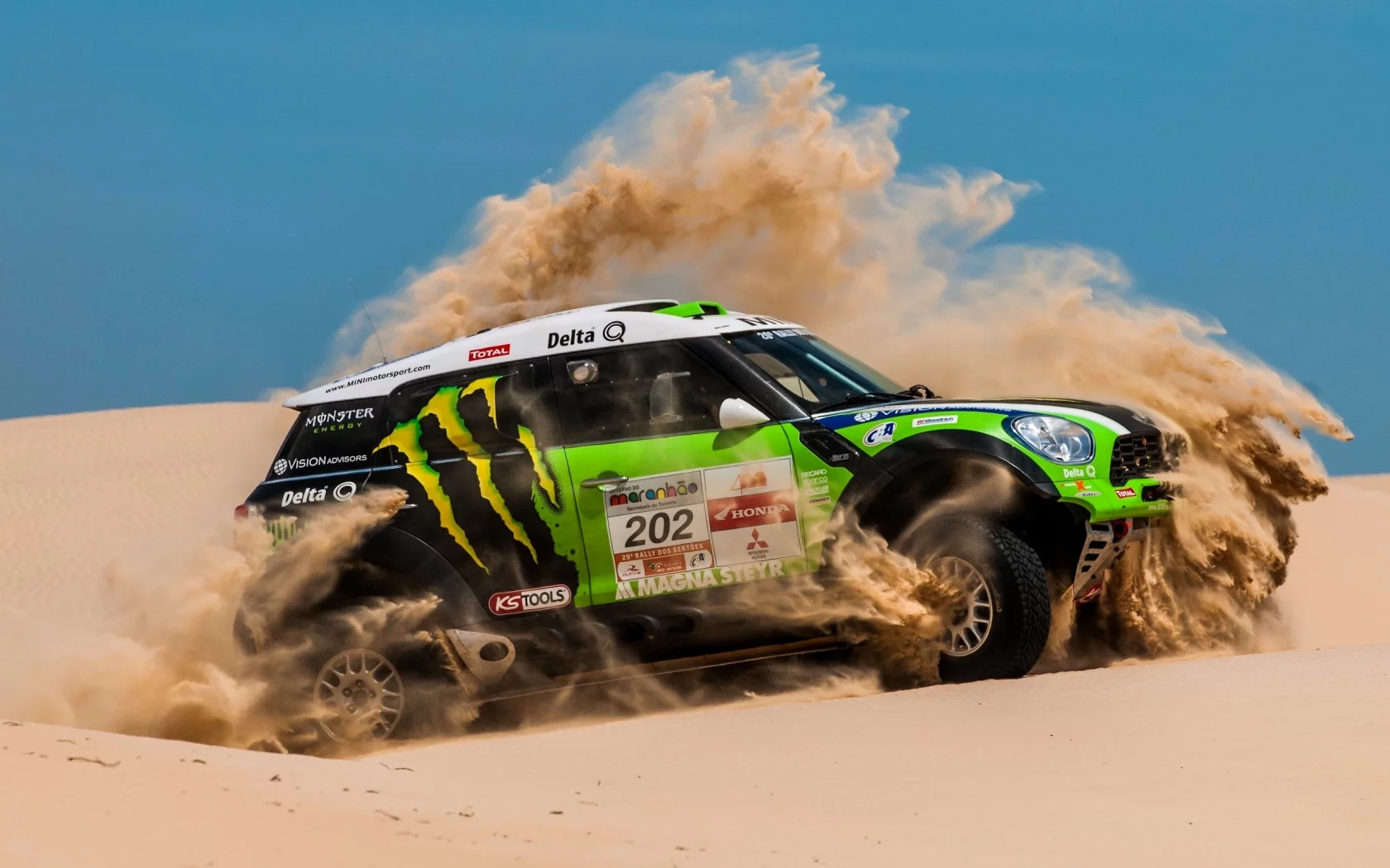 mini cooper, зеленый, пустыня, x-raid, мини купер, dakar, mini, rally