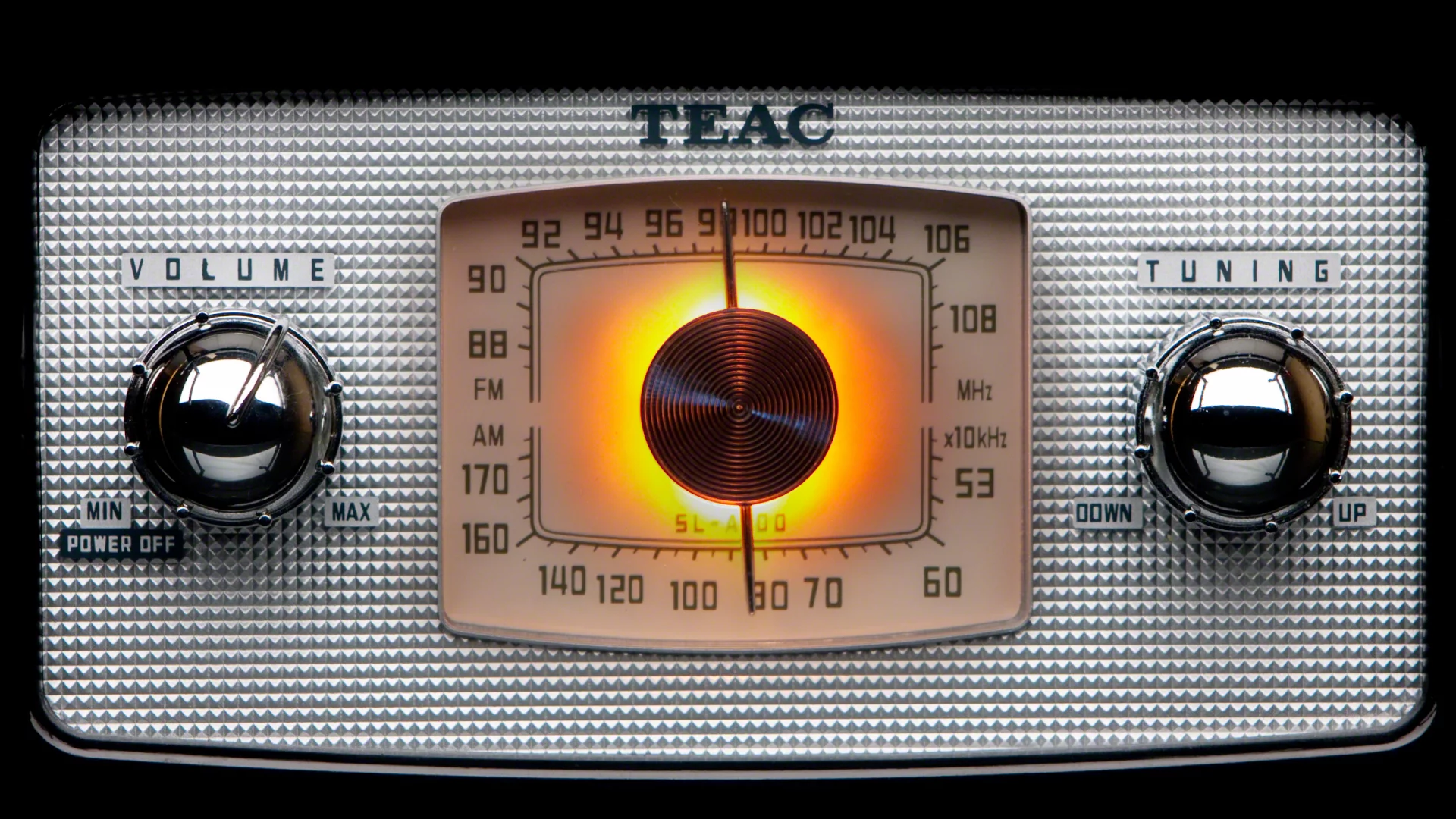 on, numbers, tuning, light, silver, off, metal, volume, old, radio