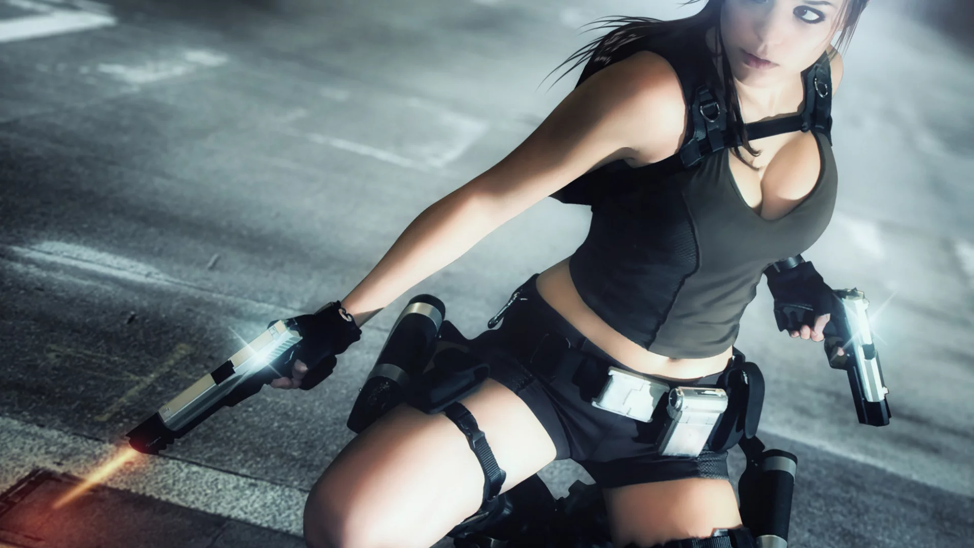 игра, lara croft, девушка, оружие, tomb raider, charly brusseau