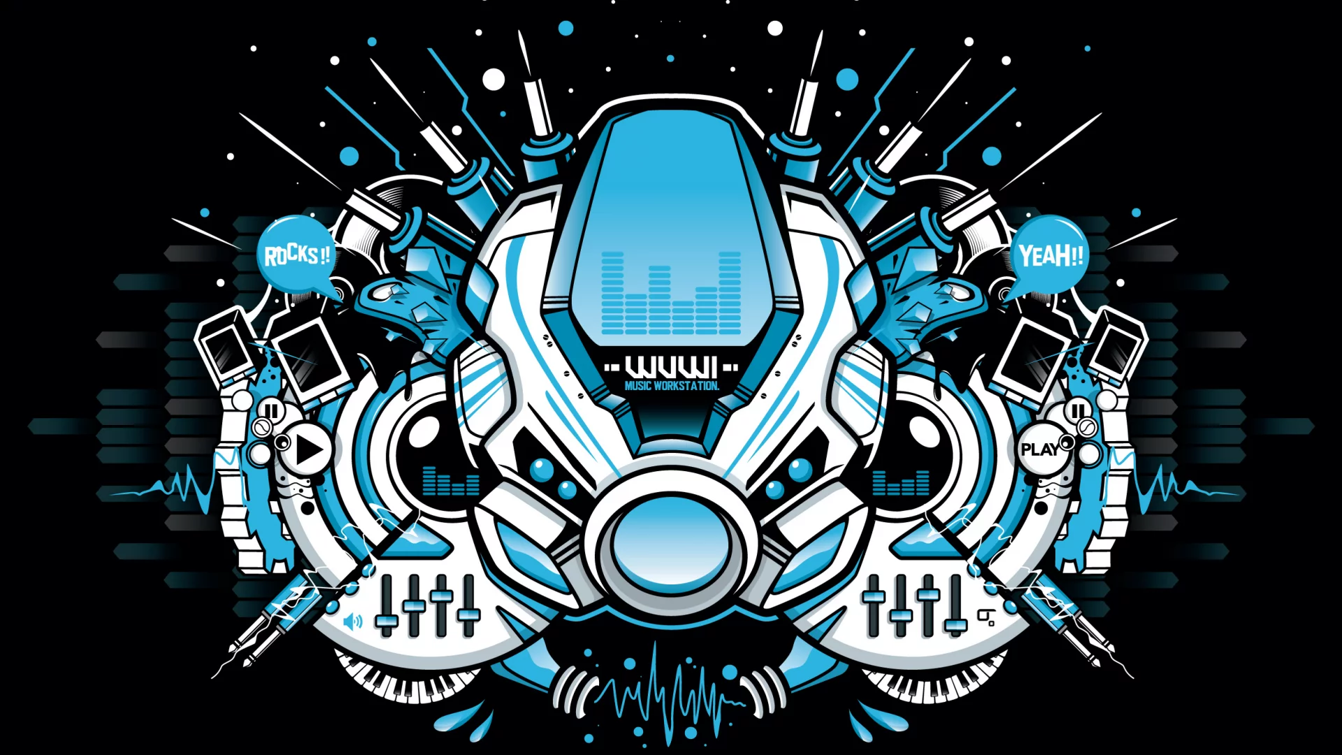 music, by subjektzero, work, station, vector, вектор, черный фон