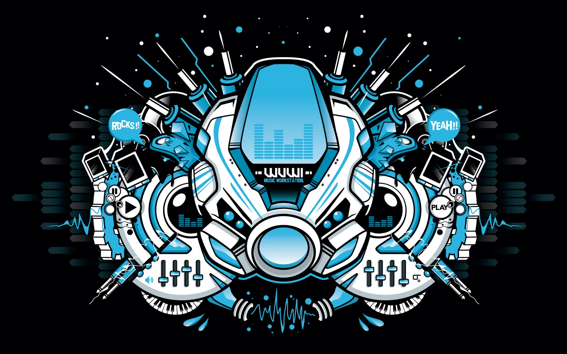 music, by subjektzero, work, station, vector, вектор, черный фон