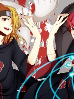 naruto, короткие волосы, deidara, sasori, длинные волосы