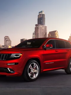 building, city, red, srt, город, здания, jeep, джип, grand cherokee, красный