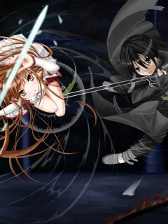  kirito, yuuki asuna, sword art online, длинные волосы, аниме, девушка