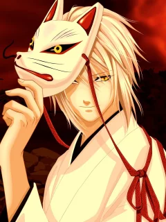 храм, кимоно, маска, hiiro no kakera, yuuichi komura, арт, парень