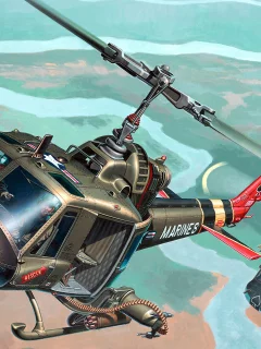 арт, bell, вертолет, американский, ирокез, iroquois, hog, uh-1, huey
