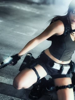 игра, lara croft, девушка, оружие, tomb raider, charly brusseau