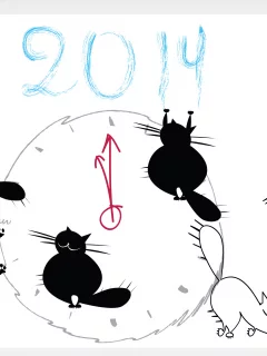 новый год, 2014, часы, кошки, коты