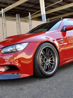 m3, volk, бмв, e92, красный, вид сбоку, red, bmw, vorsteiner