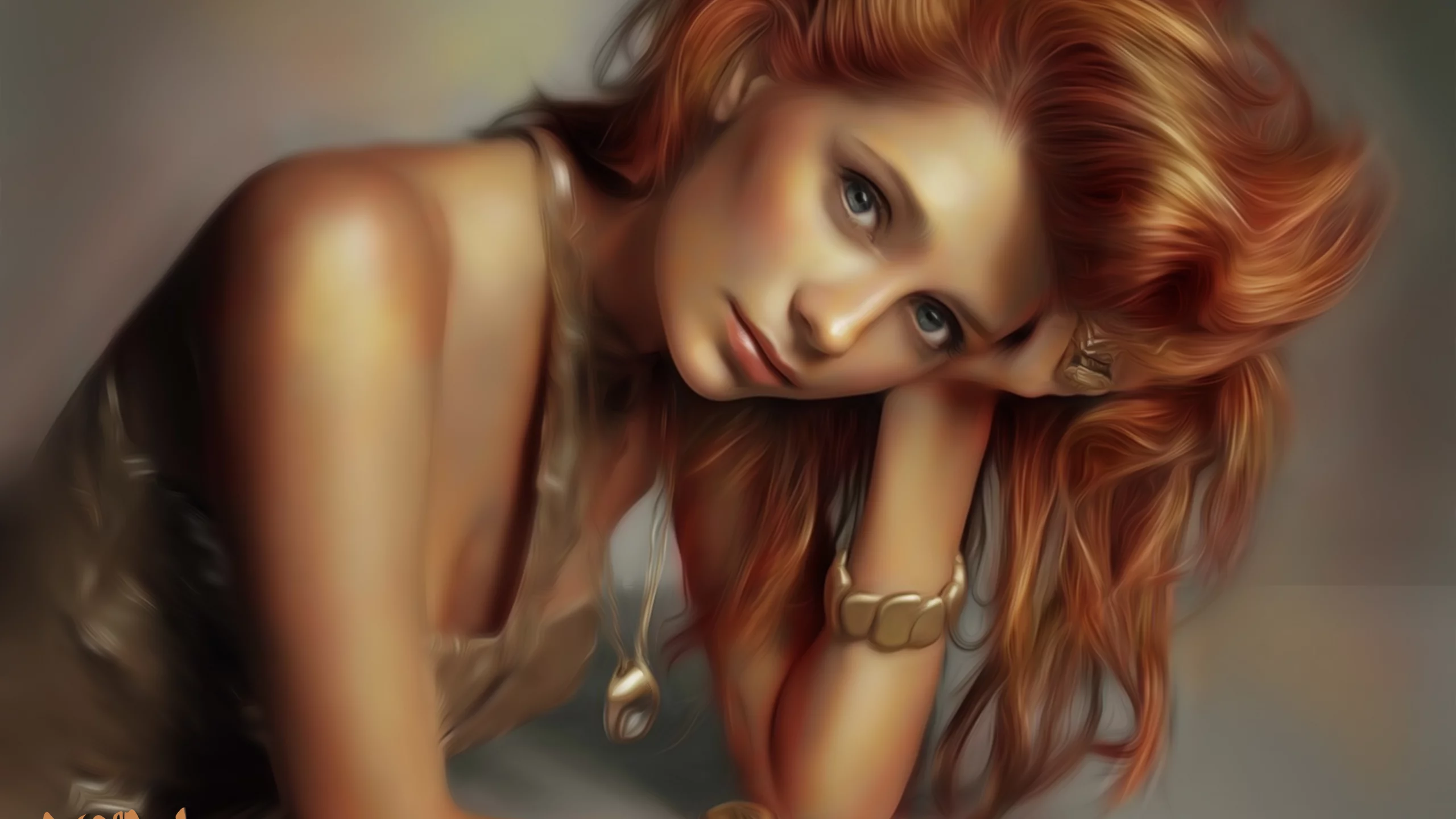 взгляд, рука, mischa barton, рыжие волосы, девушка, лицо, арт