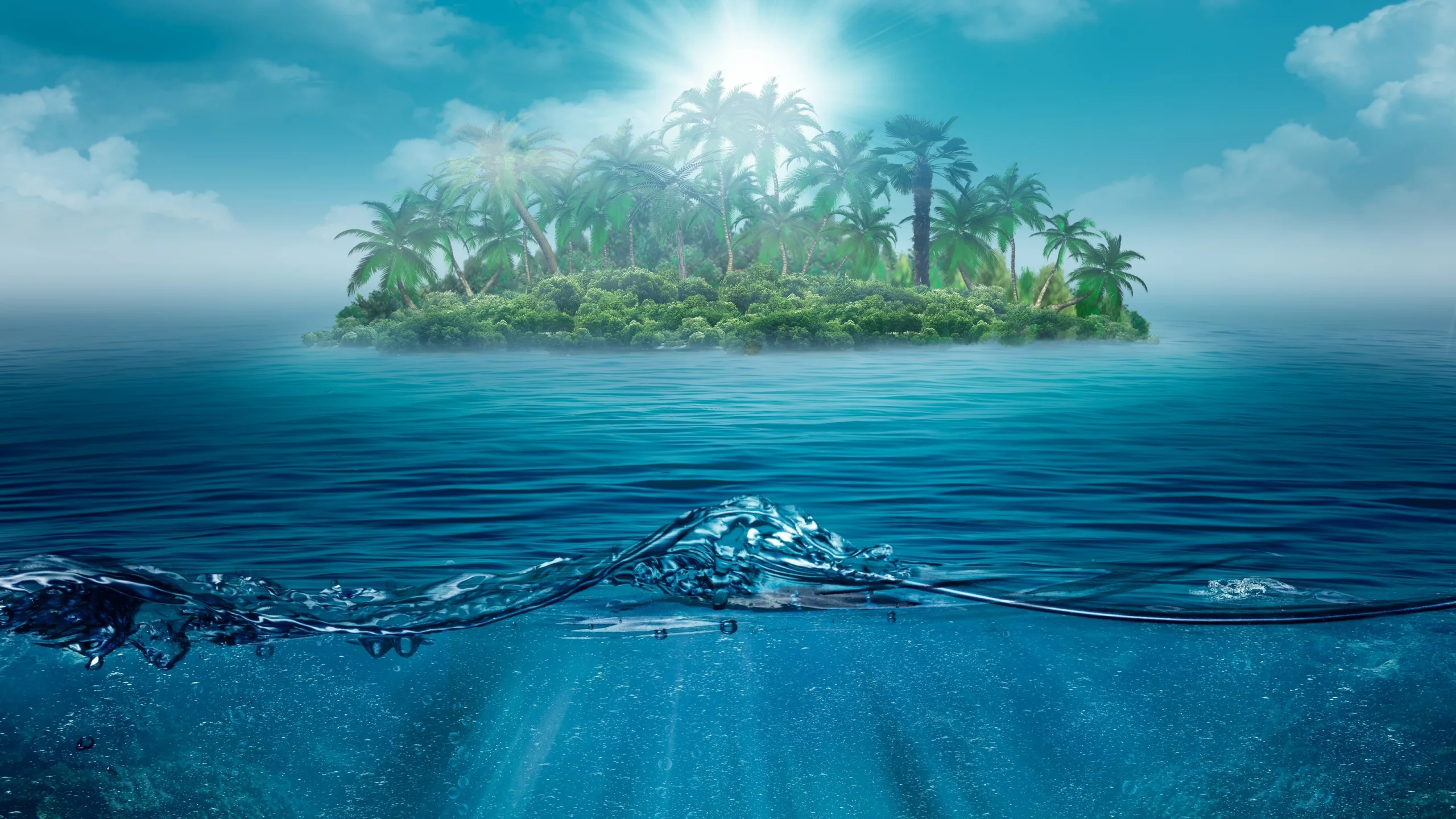 sea, nature, island , trees, lonely, water, landscape, palms, один, alone, beautiful, ocean