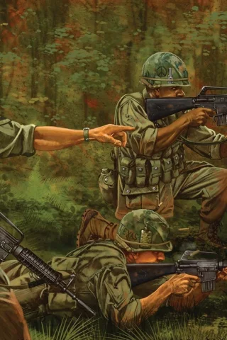 джунгли, арт, солдаты, винтовка, м-16, вьетнам