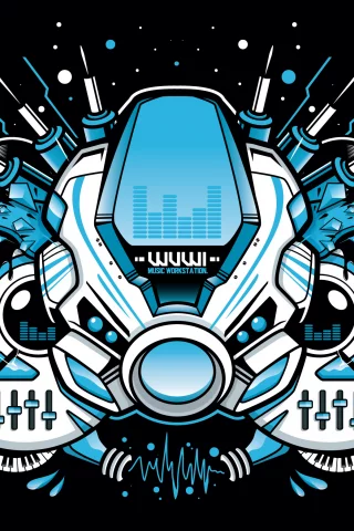 music, by subjektzero, work, station, vector, вектор, черный фон