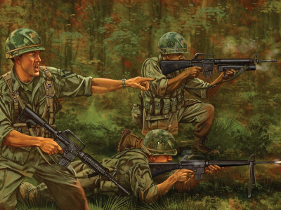 джунгли, арт, солдаты, винтовка, м-16, вьетнам