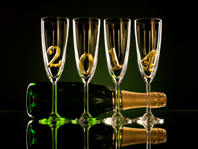 бокалы, с новым годом, 2014, шампанское, новый год