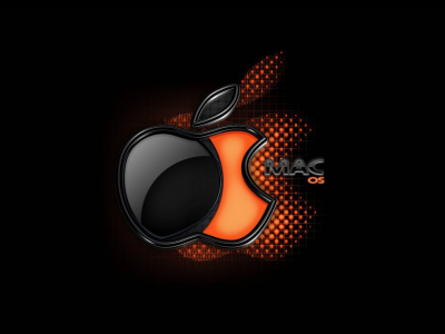 логотип, яблоко, mac, os, фон, чёрный, брэнд