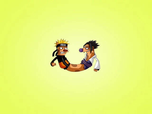 наруто, catdog, минимализм, кот и пес, прикол, naruto, котопес