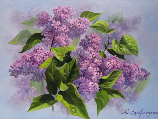 елена самарская, сирень, живопись, запах тумана