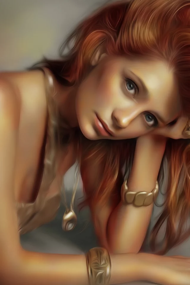 взгляд, рука, mischa barton, рыжие волосы, девушка, лицо, арт