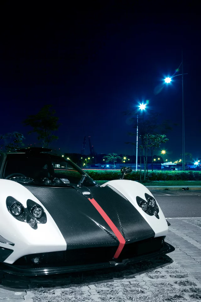ночь, zonda, город, сингапур, pagani, cinque
