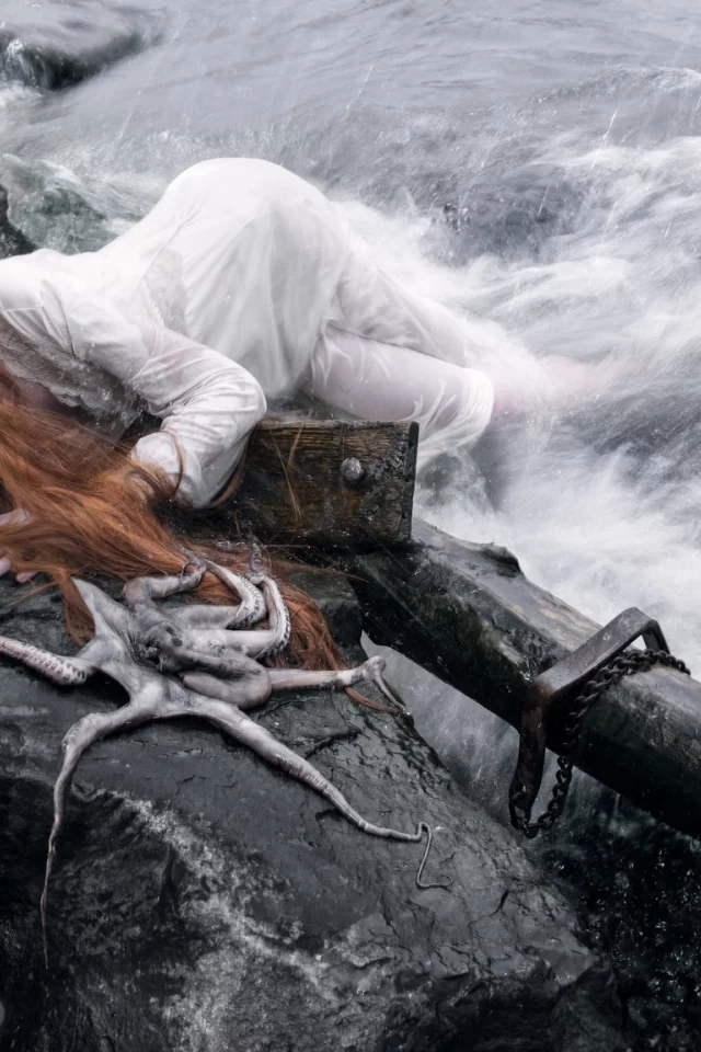 castaway, shipwrecked, conceptual, octopus