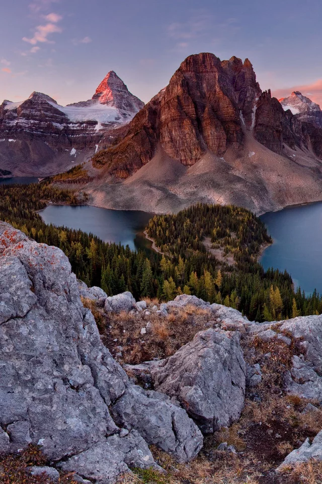 sunburst peak, горы, камни, альпы, лес, озера, mt assiniboine park, небо