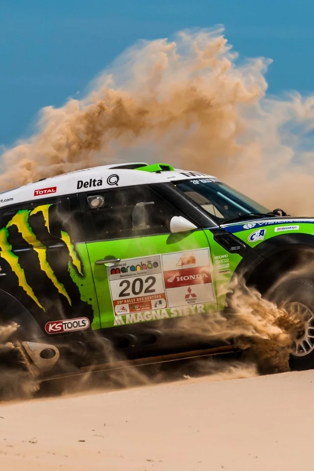mini cooper, зеленый, пустыня, x-raid, мини купер, dakar, mini, rally