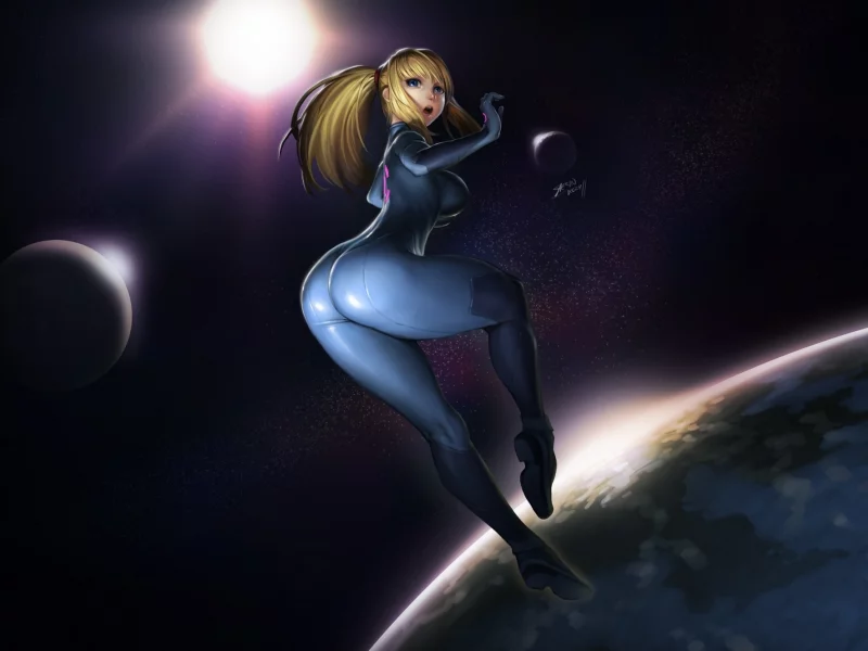 космос, девушка, metroid, samus aran, звезды, планеты, костюм