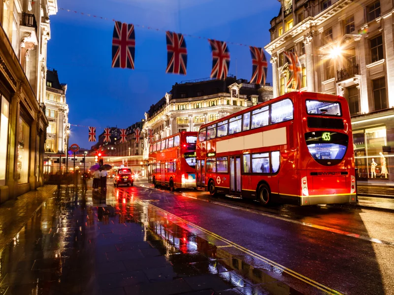 buildings, автобус, night, london , lights, street, england, bus, англия, лондон