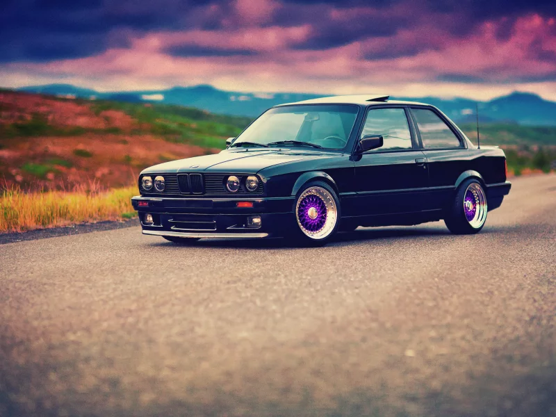 e30, front, 3 series, black, bmw, 325i, bbs
