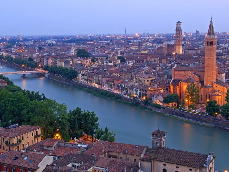 италия, italy, adige river, верона, verona, santa anastasia church, torre dei lamberti