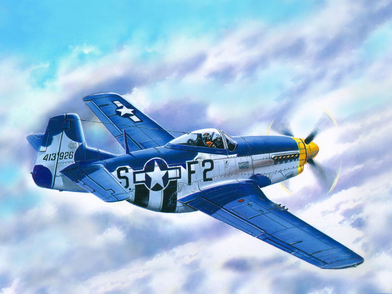 американский, одноместный, арт, p - 51d - 15, мустанг