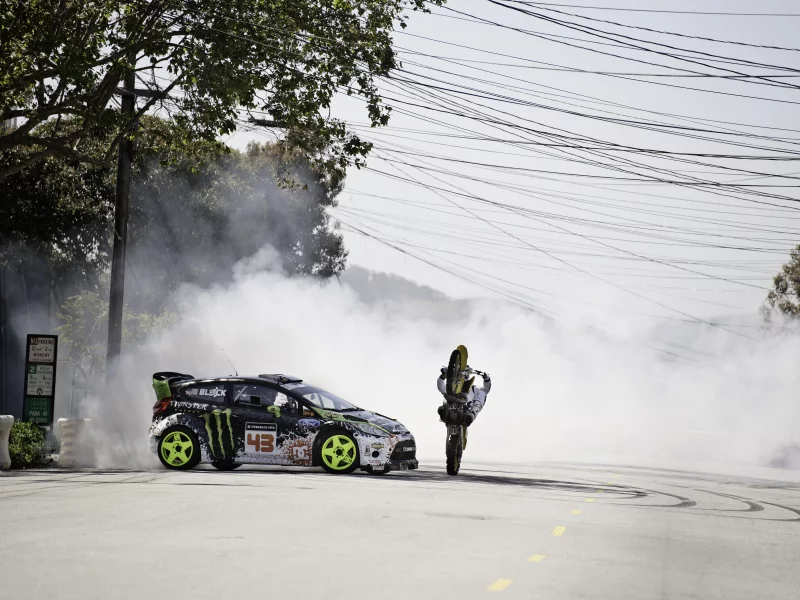машина, кен блок, ken block, car, мотоцикл, занос, drift, ford, fiesta