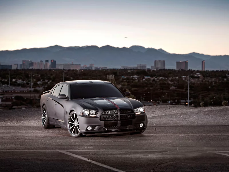город, дорога, dodge, горы, матовый, charger, черный
