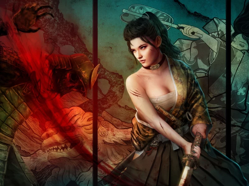 legend of the five rings , арт, девушка, mario wibisono, matsu rika, катана