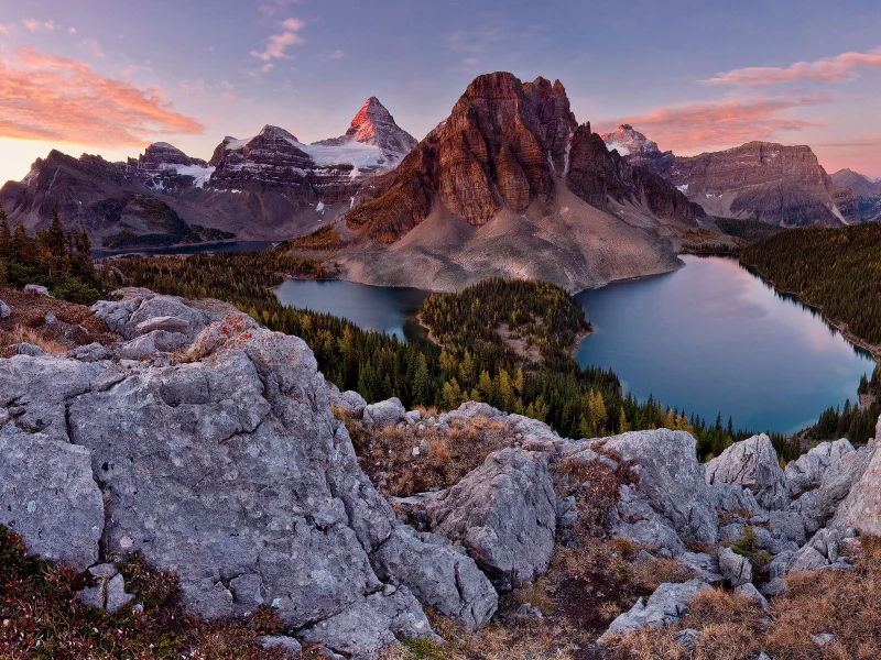 sunburst peak, горы, камни, альпы, лес, озера, mt assiniboine park, небо