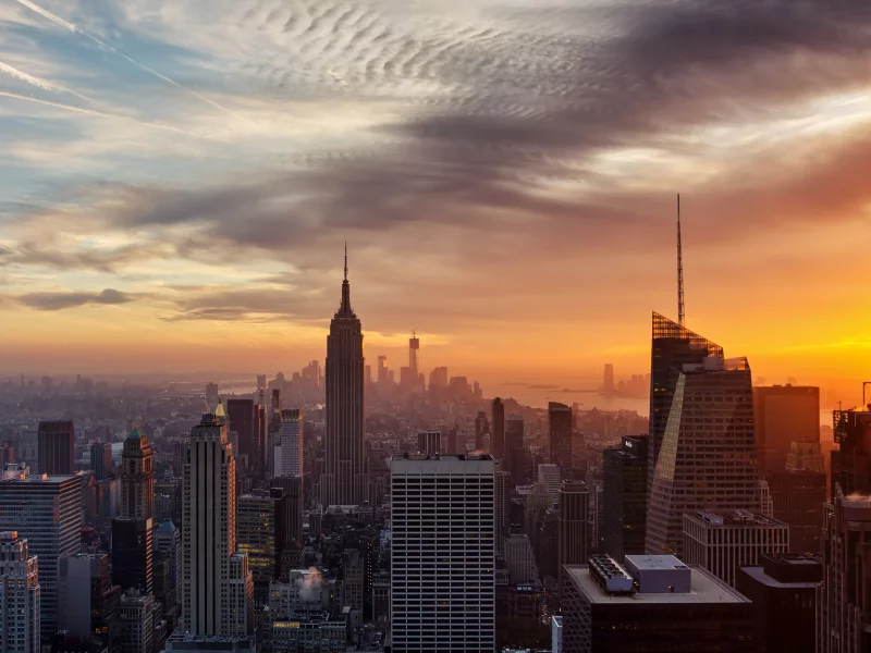 сша, закат, нью-йорк, дома, город, new york